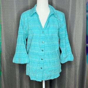 REBECCA MALONE WOMAN BLUE BUTTON FRONT BLOUSE SIZE 1X